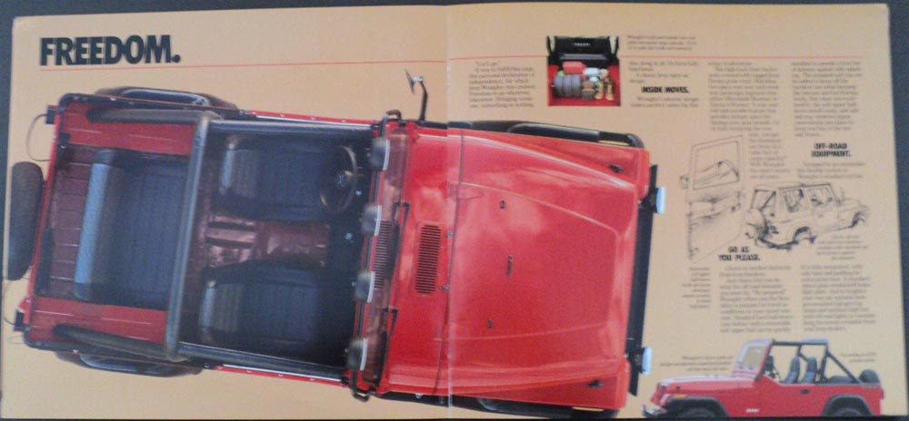 1986 Jeep Wrangler Off Road Original Dealer Sales Brochure With Two Covers