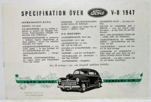 1947 Ford Sales Brochure Swedish Text