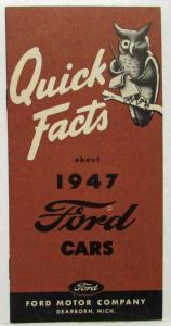 1947 Quick Facts Ford Cars Sales Brochure