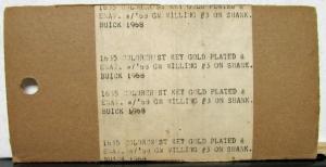 1968 Buick Color Logo Crest Key Blank NOS Curtis W/Key-ring Still Sealed