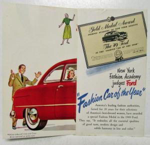 1949 Ford Wins Gold Medal of Fashion Academy Sales Trifold