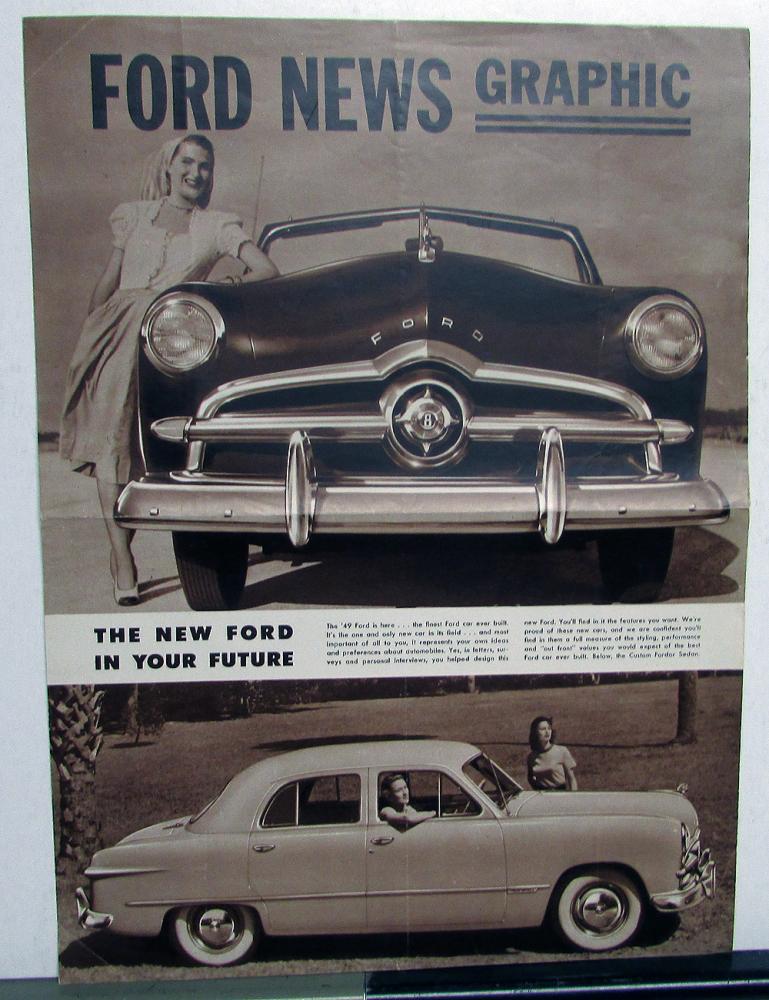 1949 Ford News Graphic Sales Folder Custom Sedan Coupe Wagon Convertible Orig