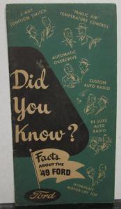 1949 Ford Did You Know Facts About the 49 Sales Brochure