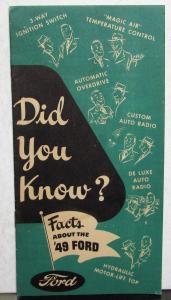 1949 Ford Did You Know Facts About the 49 Sales Brochure