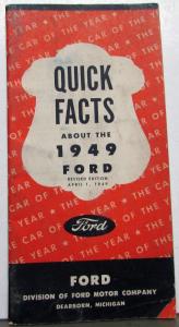1949 Quick Facts About the 49 Ford Sales Brochure Revised Edition