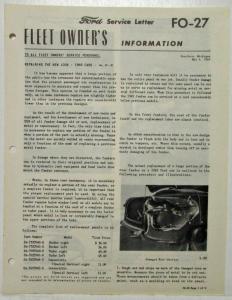 1949 Ford Service Letter Fleet Owners Information