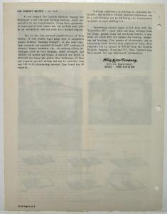 1949 Ford Service Letter Fleet Owners Information