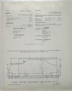 1949 Ford Spec Sheet for Belgiun Market German Text