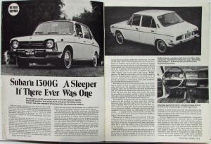 1972 Subaru 1300G  UK Road Test Reprint Article Sales Brochure Original