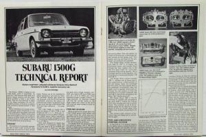 1972 Subaru 1300G  UK Road Test Reprint Article Sales Brochure Original