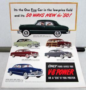 1950 Ford Sedan Coupe Wagon 50 Ways New and Finer Sales Folder Brochure Original