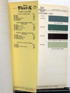 1951 Ford Color Paint Chips By Acme Fleet-X