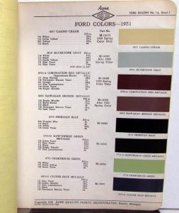 1951 Ford Color Paint Chips By Acme Fleet-X