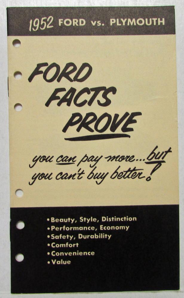 1952 Ford vs Plymouth Sales Brochure