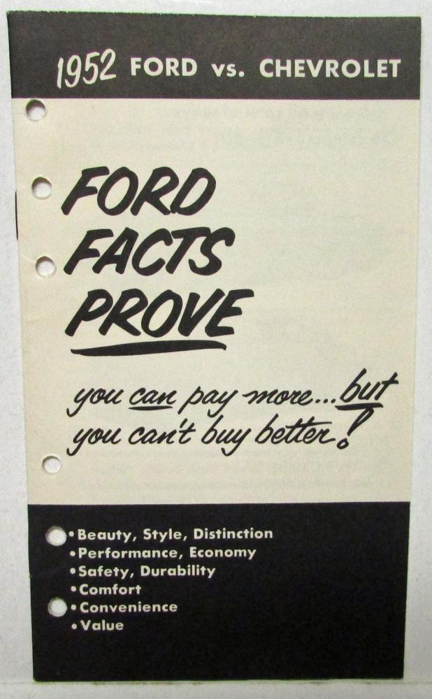 1952 Ford vs Chevrolet Sales Brochure