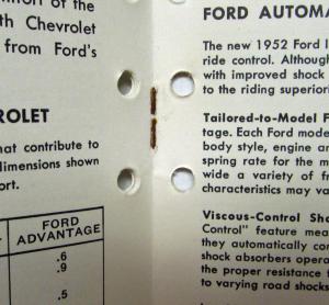 1952 Ford vs Chevrolet Sales Brochure
