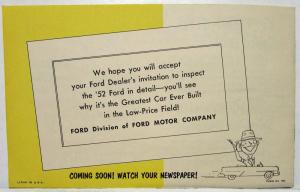1952 Ford Story of Center Fill Fueling Mailer Sales Brochure