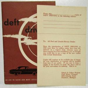 1952 Ford Deft Driving Aid to Safer More Efficient Driving Booklet w Order Form