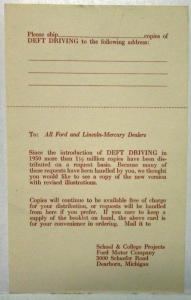 1952 Ford Deft Driving Aid to Safer More Efficient Driving Booklet w Order Form