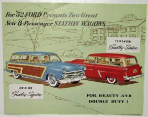 1952 Ford Presents Two Great New 8-Passenger Station Wagons Sales Folder Revised