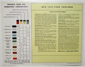 1952 Ford Newest and Smartest Under the Sun Sunliner Sales Folder Revised