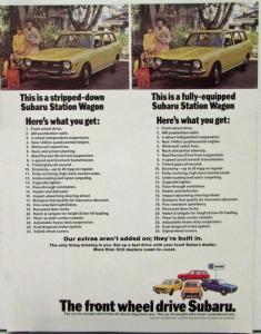 1973 Subaru Station Wagon Sales Data Sheet Specs Features Color Original