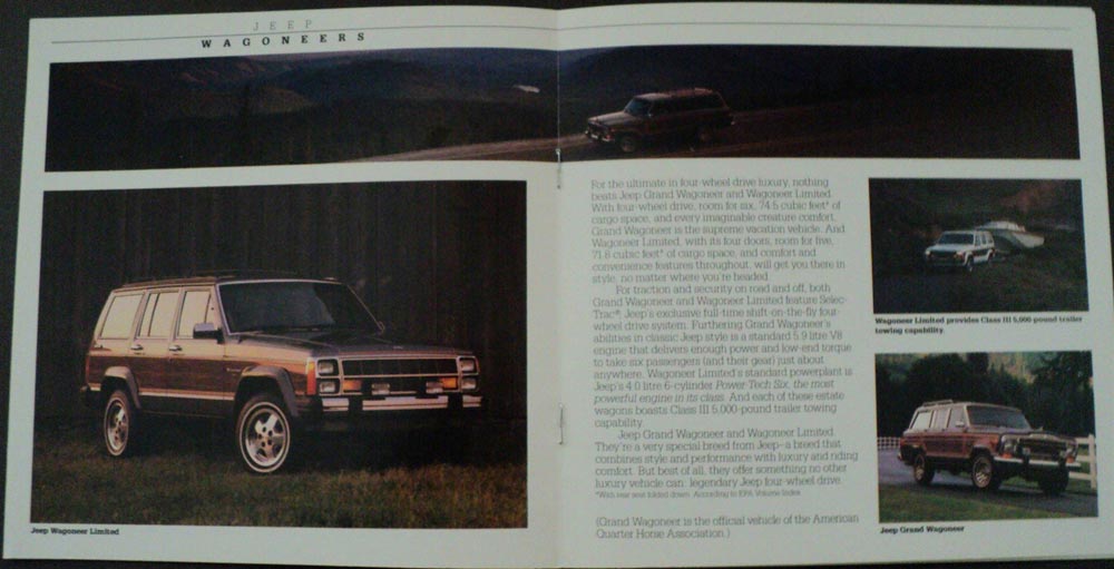 1988 Jeep Lineup Cherokee Wagoneer Wrangler Comanche Pickup Sales Brochure