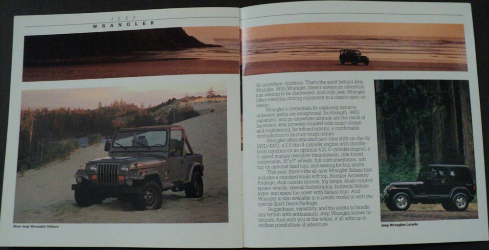 1988 Jeep Lineup Cherokee Wagoneer Wrangler Comanche Pickup Sales Brochure