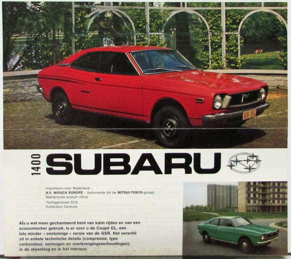 1973 1974 1975 1976 Subaru 1400 GL Coupe Sales Folder DUTCH Text Original