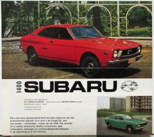 1973 1974 1975 1976 Subaru 1400 GL Coupe Sales Folder DUTCH Text Original