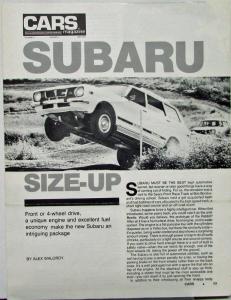 1976 Subaru FWD Superwagon Sedan Coupe Cars Magazine Review Sales Folder Orig