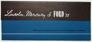 1952 Ford Lincoln Mercury Mailer Sales Folder Dutch Text