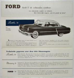 1952 Ford Lincoln Mercury Mailer Sales Folder Dutch Text