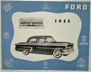 1953 Ford Spec Sheet for Belgiun Market Dutch Text