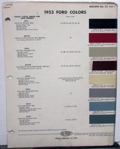 1953 Ford Color Paint Chips DuPont Leaflets