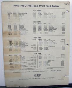 1953 Ford Color Paint Chips DuPont Leaflets