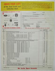 1953 Ford Brochure Order Form Promotes Sound Credit and Collection System