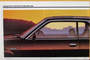 1982 Subaru Hardtop Sedan Hatchback Wagon Color Sales Brochure Original