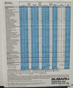 1984 Subaru Hardtop 4WD Sedan Hatchback Wagon Brat Color Sales Folder Original