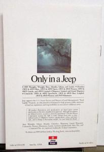 1989 Jeep Grand Wagoneer Wrangler Cherokee Comanche Small Sales Brochure