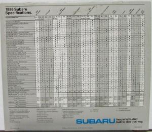 1986 Subaru XT Coupe Wagon Sedan 3 Door Hatchback Brat 4WD Sales Brochure