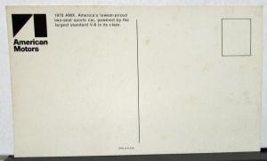 1970 American Motors AMX Dealer Post Card Mailer Original Rare Nice