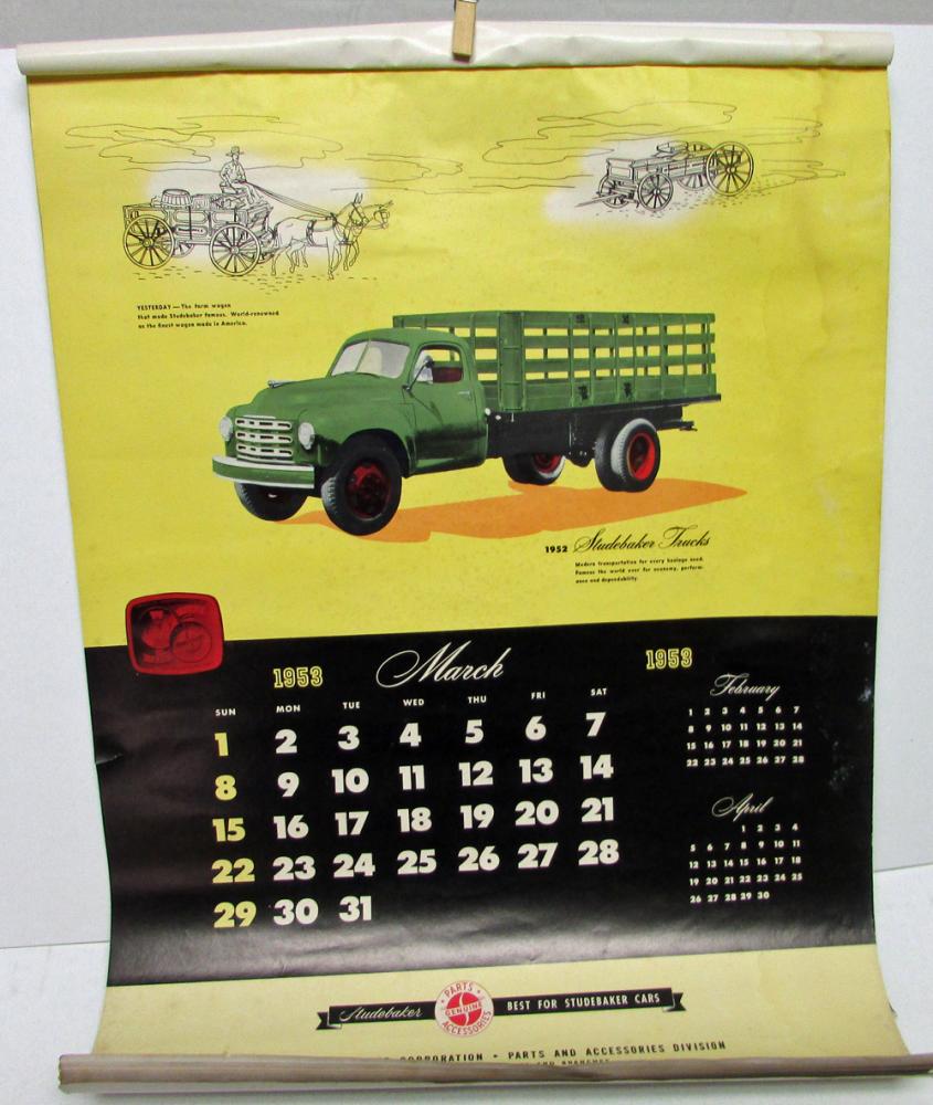 Vintage 1953 Studebaker Dealer Calendar Historical Collection Cars Original