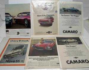 Chevrolet Camaro Nova SS Ads Signed By Dick Wingerson Ad Writer Vintage Set