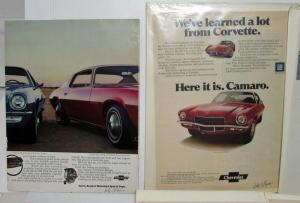 Chevrolet Camaro Nova SS Ads Signed By Dick Wingerson Ad Writer Vintage Set