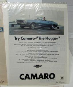 Chevrolet Camaro Nova SS Ads Signed By Dick Wingerson Ad Writer Vintage Set