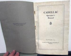 1926 Cadillac Model 314 Operators Owners Manual Original Care & Op Instructions