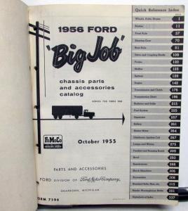1956 Ford Big Job Truck Parts Book Manual Catalog F T B C 700 750 800 900