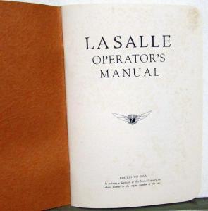 1933 Cadillac LaSalle Model 345 Operators Owners Manual Original