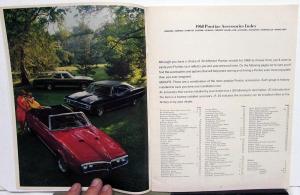 1968 Pontiac Dealer Accessories Brochure Catalog Grand Prix GTO Firebird Le Mans